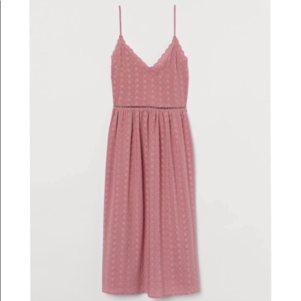 H&M Eyelet Spaghetti Strap MIDI Dress EUC
